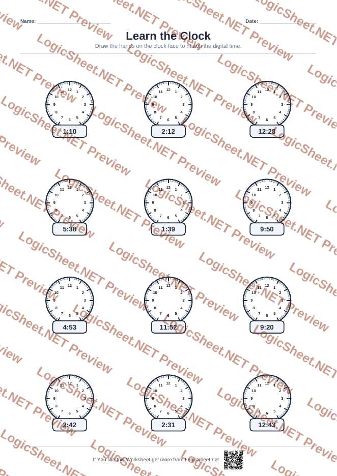 Learn the Clock — Draw Hands