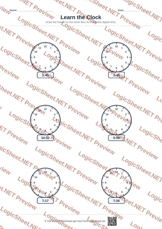 Learn the Clock — Draw Hands