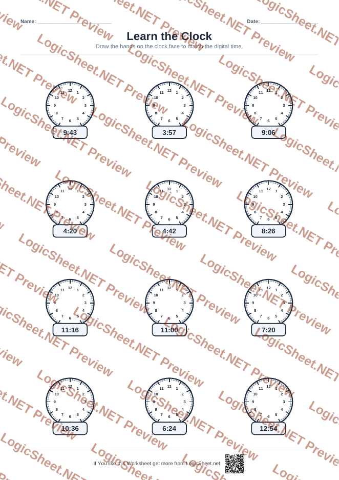 Learn the Clock — Draw Hands