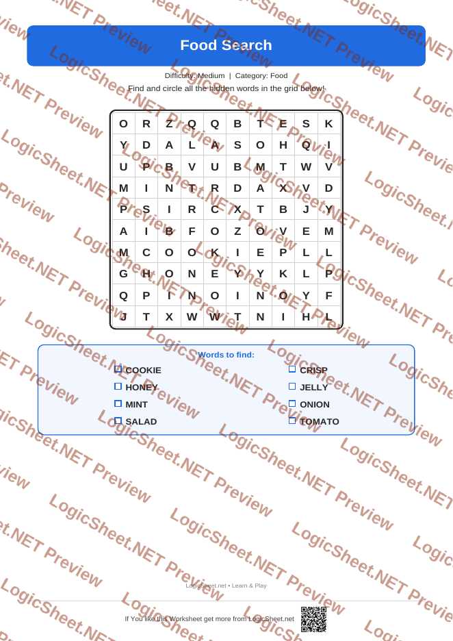 Word Search — Food