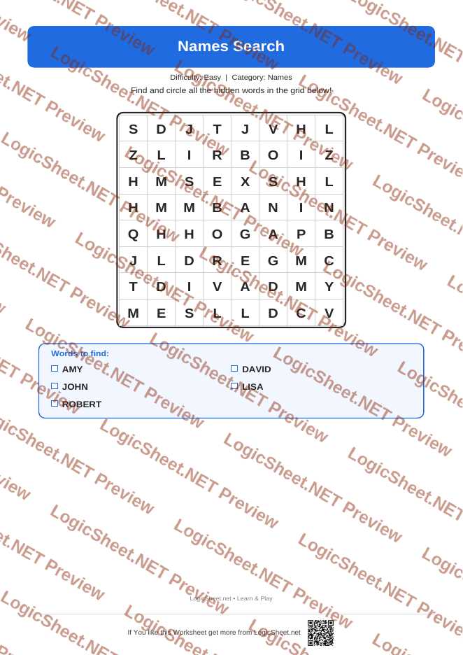 Word Search — Names