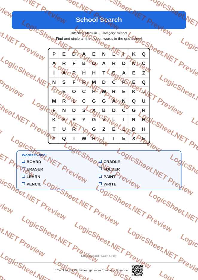 Word Search — School