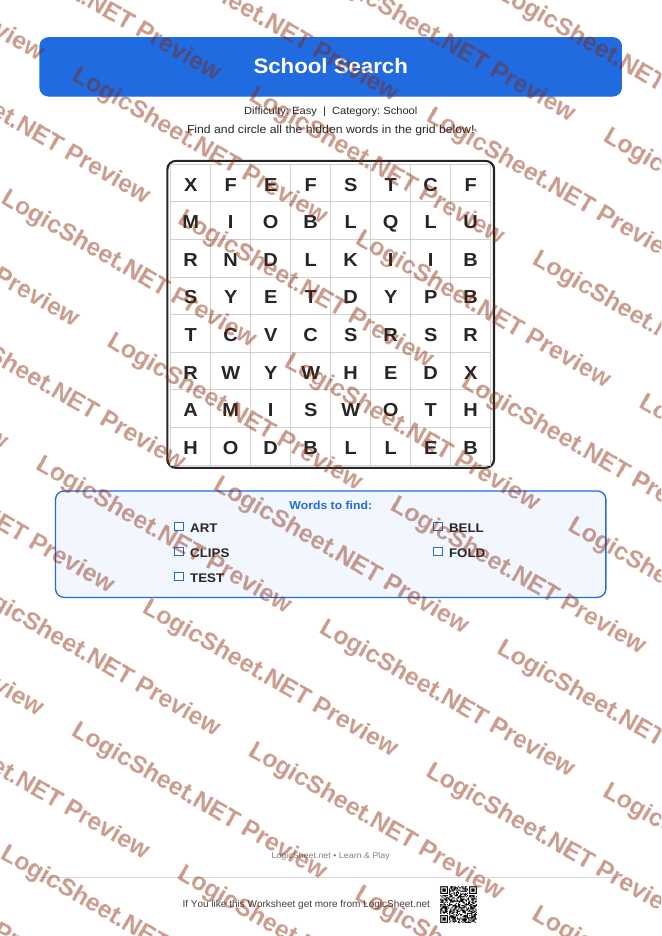 Word Search — School